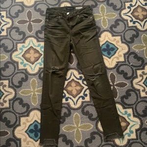 green aeropostale high waisted ripped skinny jeans